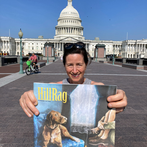 Dana Ellyn with Hill Rag in front of US Capitol