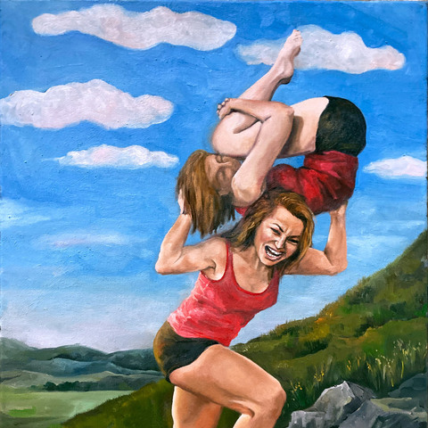 We Must Imagine Sisyphus Happy - painting by Dana Ellyn